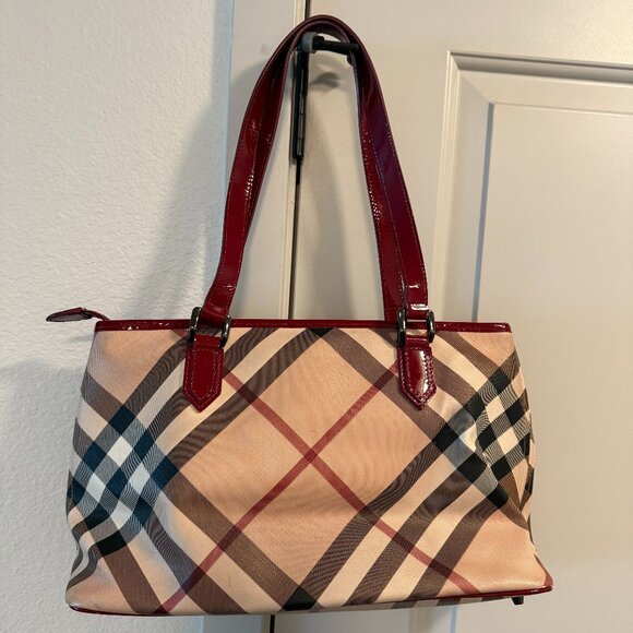 Burberry Handbags - Burberry Nickie Tote Nova‎ Check Coated Canvas Small